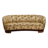 Banana sofa - floral cover - oak legs - Danish cabinet maker - 1930s-40s