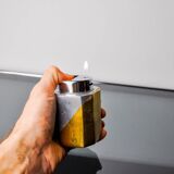 Brutalist lighter by Leopold, Bronze and aluminum, 1970, Spain