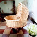 Cradle vintage wicker doll