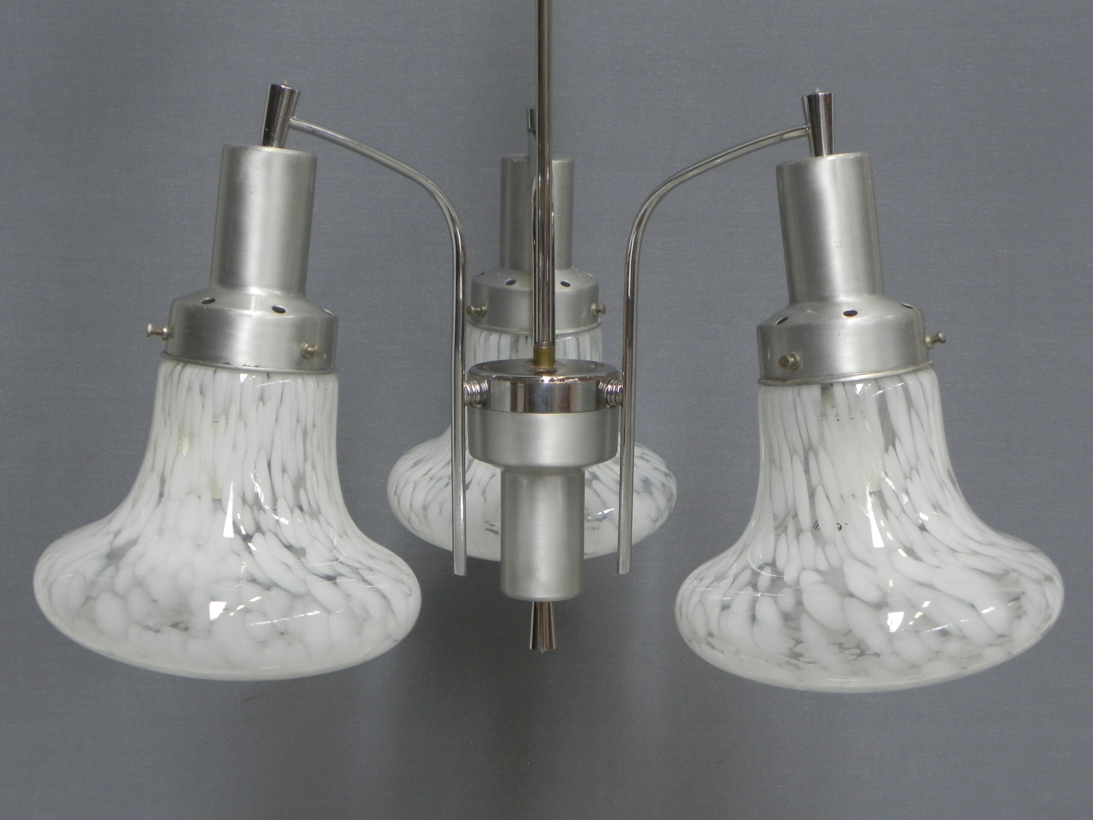 Vintage hanging lamp with 3 cloudy glass shades