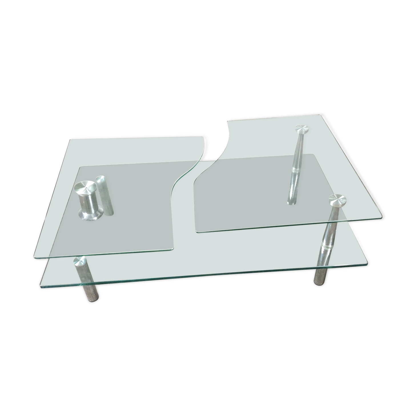 Glass and chrome coffee table