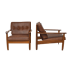 Paire de fauteuils danois en teck et cuir, 1960