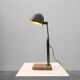 Art Deco Industrial metal and travertine Desk Lamp, Belgium 1930s