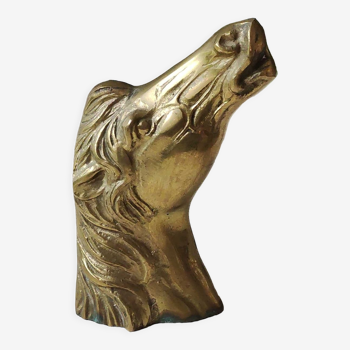Sculpture tête de cheval décorative en laiton massif