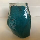 Vase Pentagone bleu et doré pâte de verre