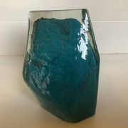 Vase Pentagone bleu et doré pâte de verre