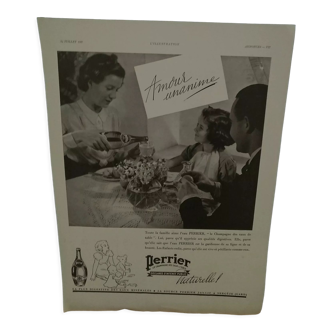 Publicité papier  boisson perrier  issue revue  1937
