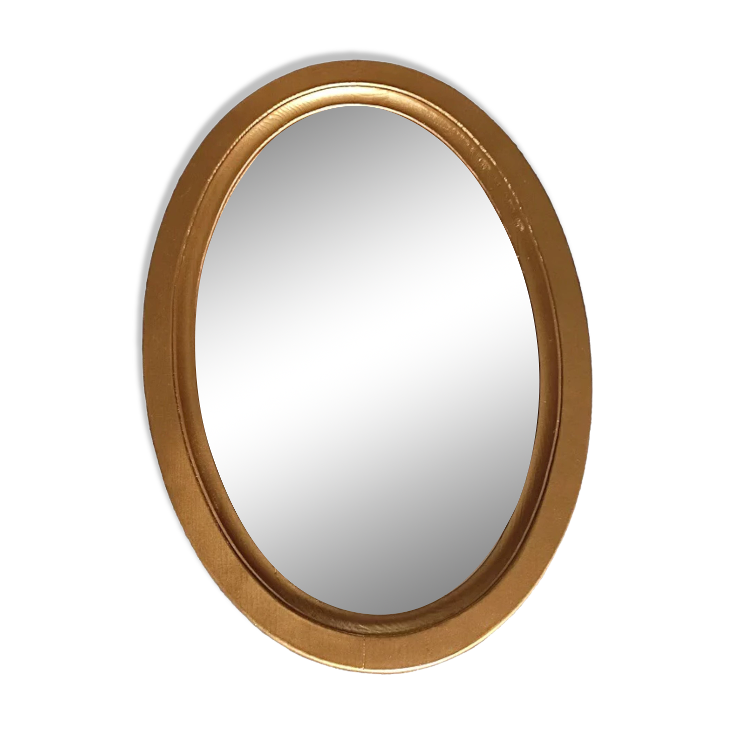 Oval mirror frame wood patinated gilded ice, 49x36 cm