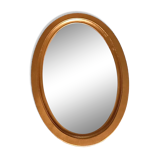 Miroir ovale cadre bois patiné doré glace, 49x36 cm