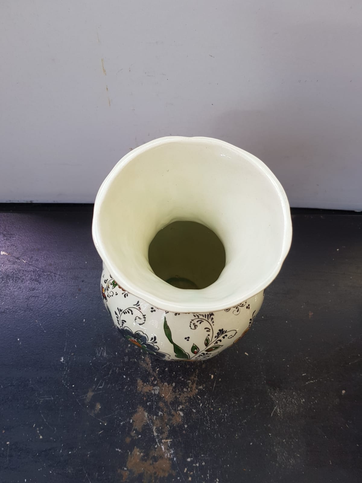 Old vase h becquet ceramic décor flowers made in belgium vintage