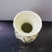 Old vase h becquet ceramic décor flowers made in belgium vintage