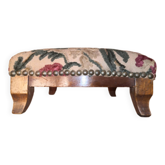 Rare and Antique Baroque Upholstered Footstool Louis XV Style