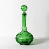 Vintage Emerald Green Glass Decanter / Rare Bottle with Stopper / Empoli
