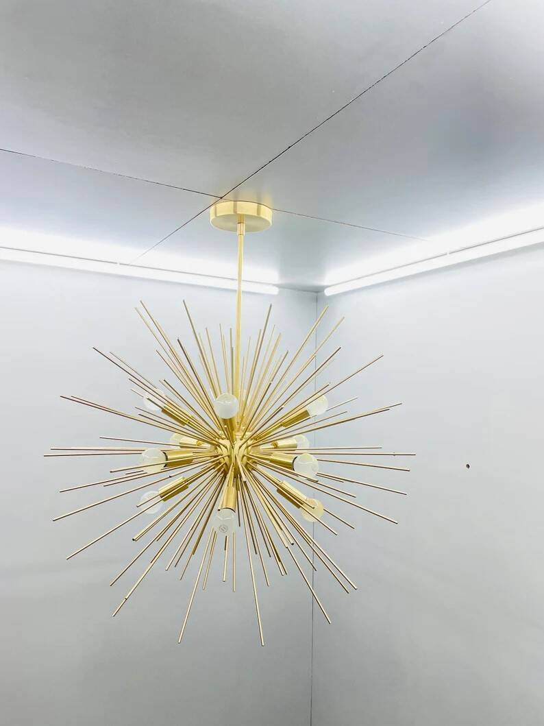 Beautiful mid century handmade urchin chandelier sputnik modern brass ceiling light fixture