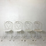 Set of 4 vintage wrought iron garden chairs 60's