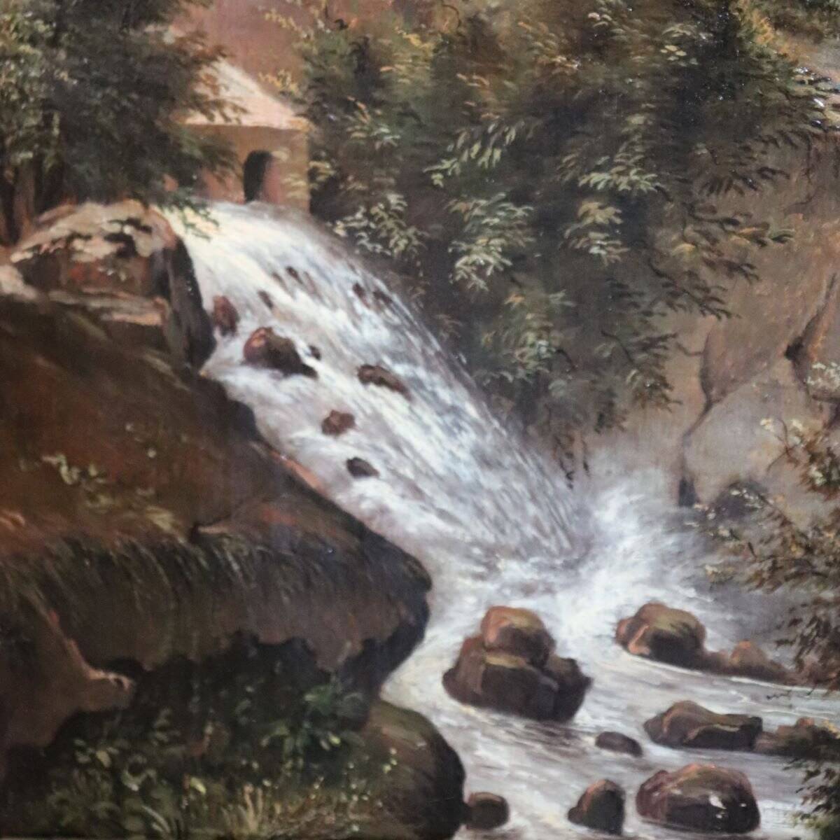 Landscape With A Castle, Oil On Canvas, Signed M.g., Italy, 18th Century