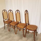 Set of 4 Vintage Bentwood Dining Chairs: Cane Back, Thonet Style