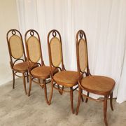 Set of 4 Vintage Bentwood Dining Chairs: Cane Back, Thonet Style