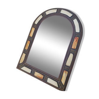 Oriental brass mirror