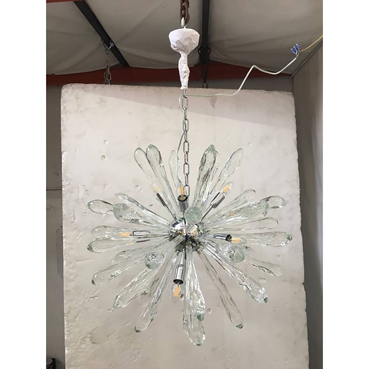 Murano Glass Ice Clear Sputnik Italian Chandelier