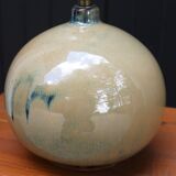 Beige ceramic lamp, herbarium-style lampshade, 70s