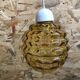 Old suspension ball glass blown orange luminaire 70s vintage