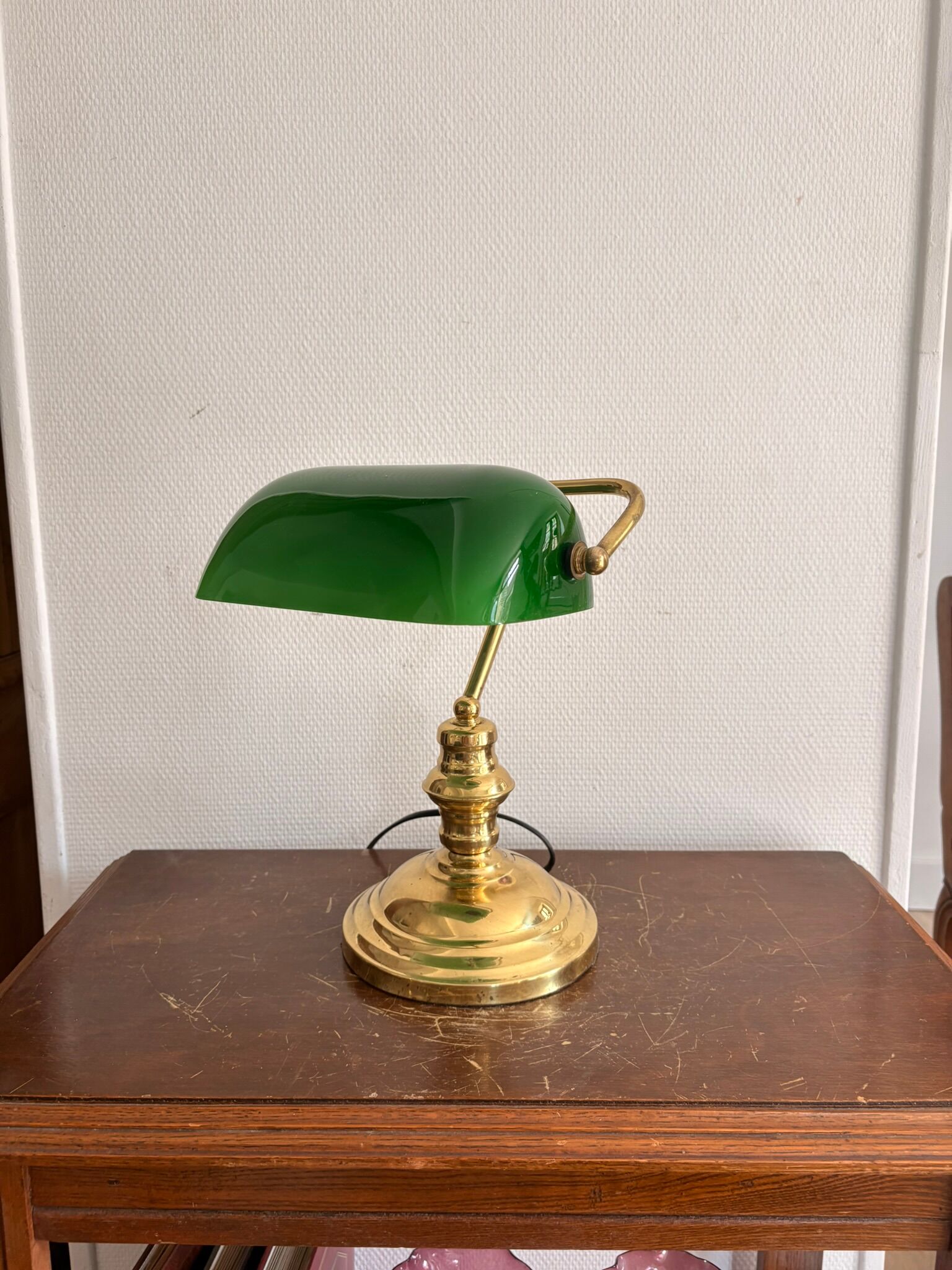 Old Notary Lamp Banker Desk Opaline Green Emeralite