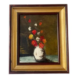 Old painting, still life with flowers signed Saint Alban, XX century