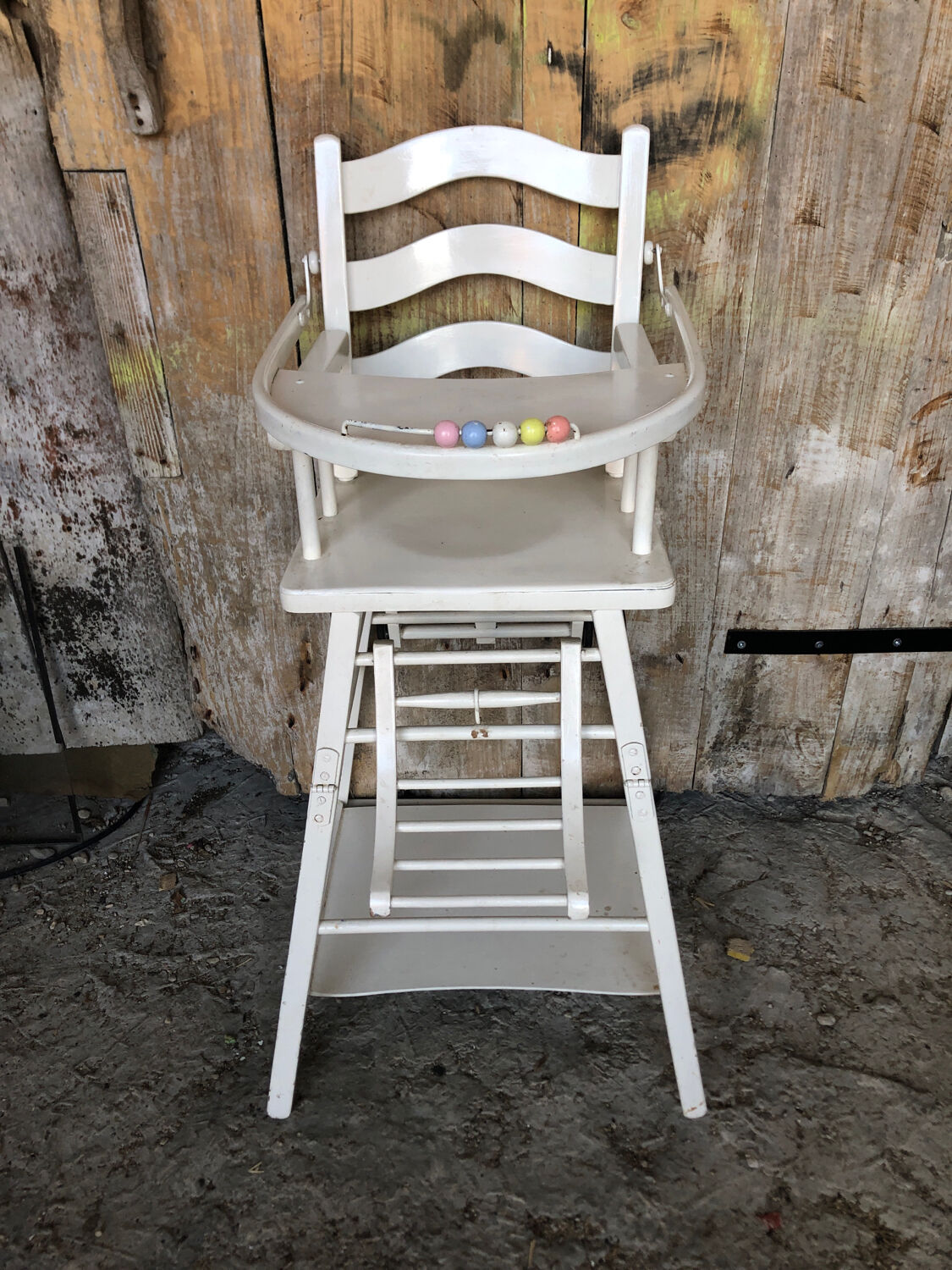 High chair bebe baumann vintage white wood