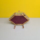 Old French Gold Plated and Crystal Jewelery Box. from the mid 20th century.