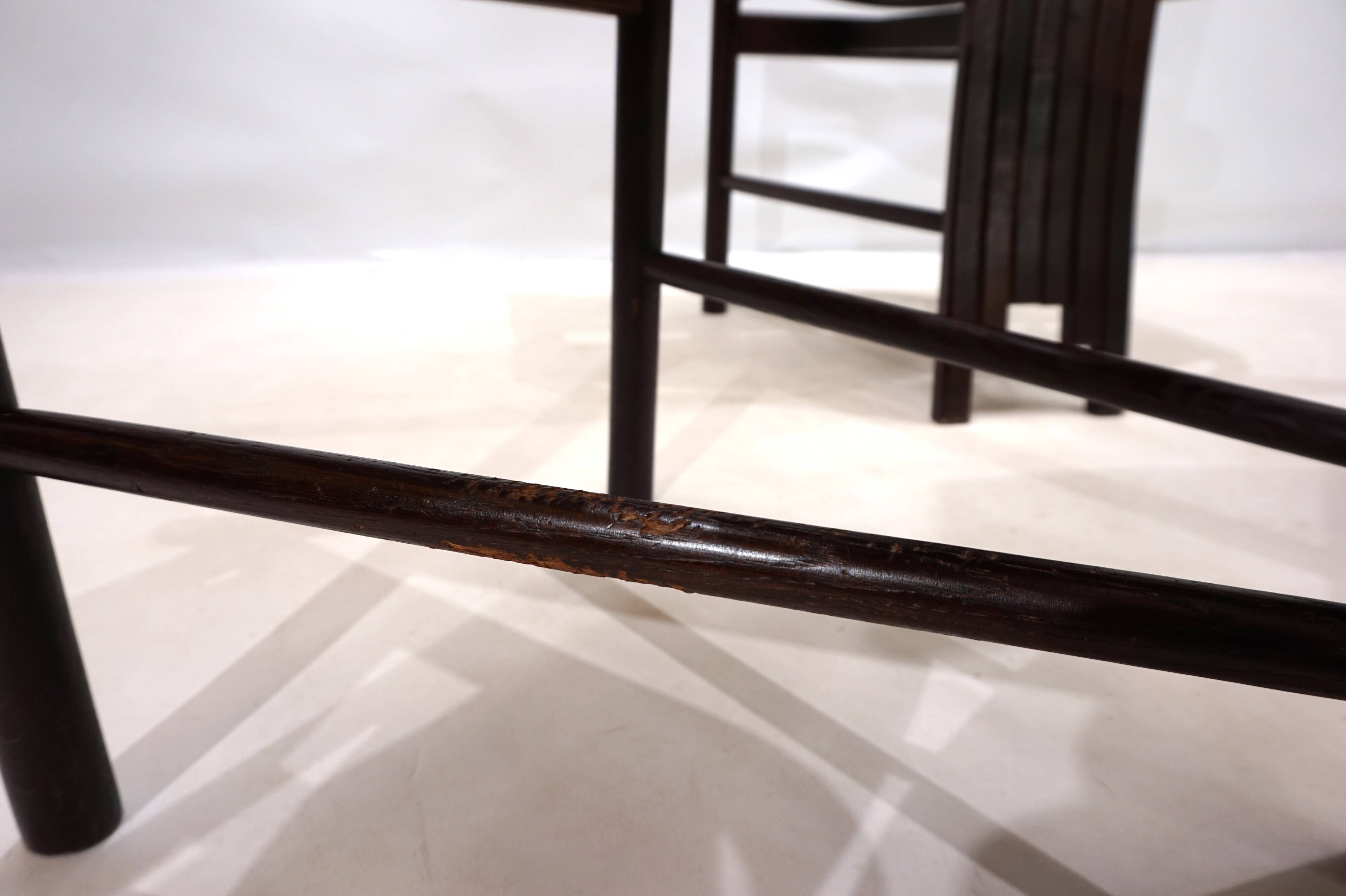 Set of 3 Allmilmö brutalist dining chairs oak, 1980