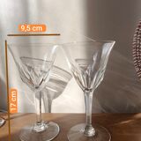 6 crystal water/wine glasses with flat ribs, vintage