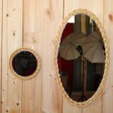 Lot two woven rattan mirror