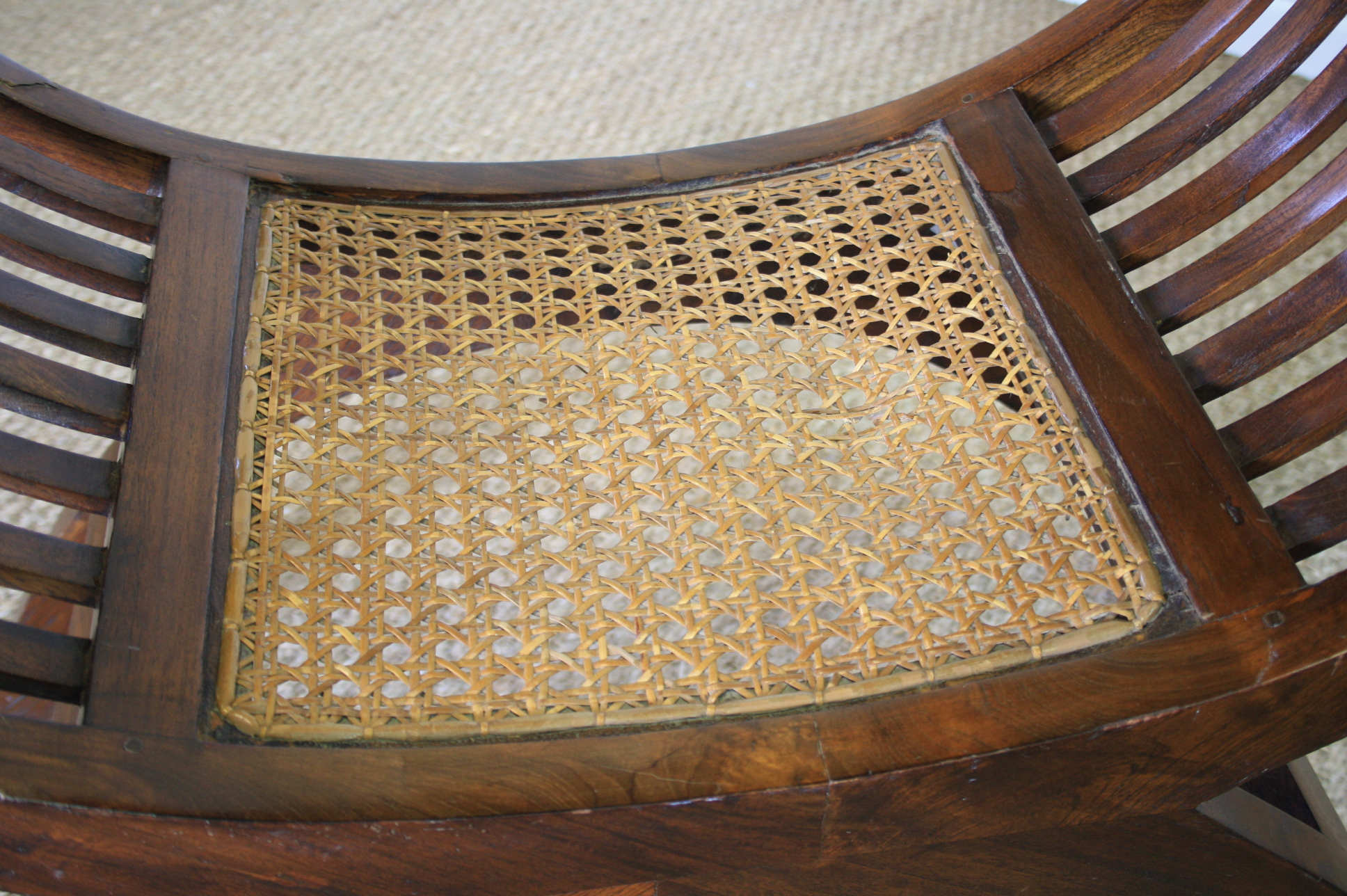 Wooden curule chair and canning