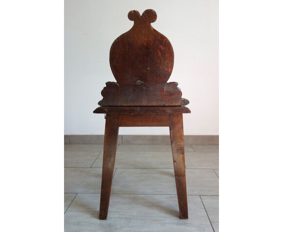Chaise bois sculpté art populaire fin 19ème