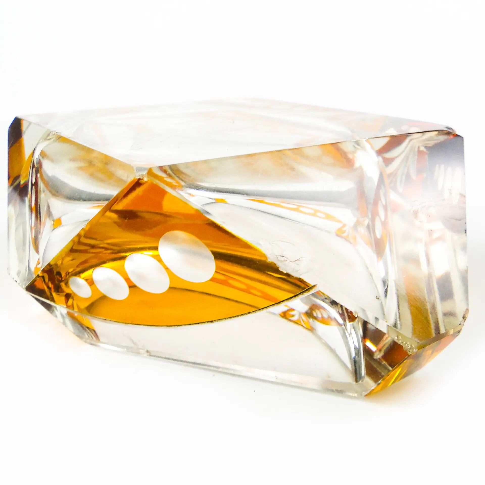 Art Deco ashtray, crystal glass, Huta Julia, Poland, 1960s