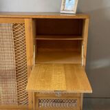Vintage wicker high sideboard