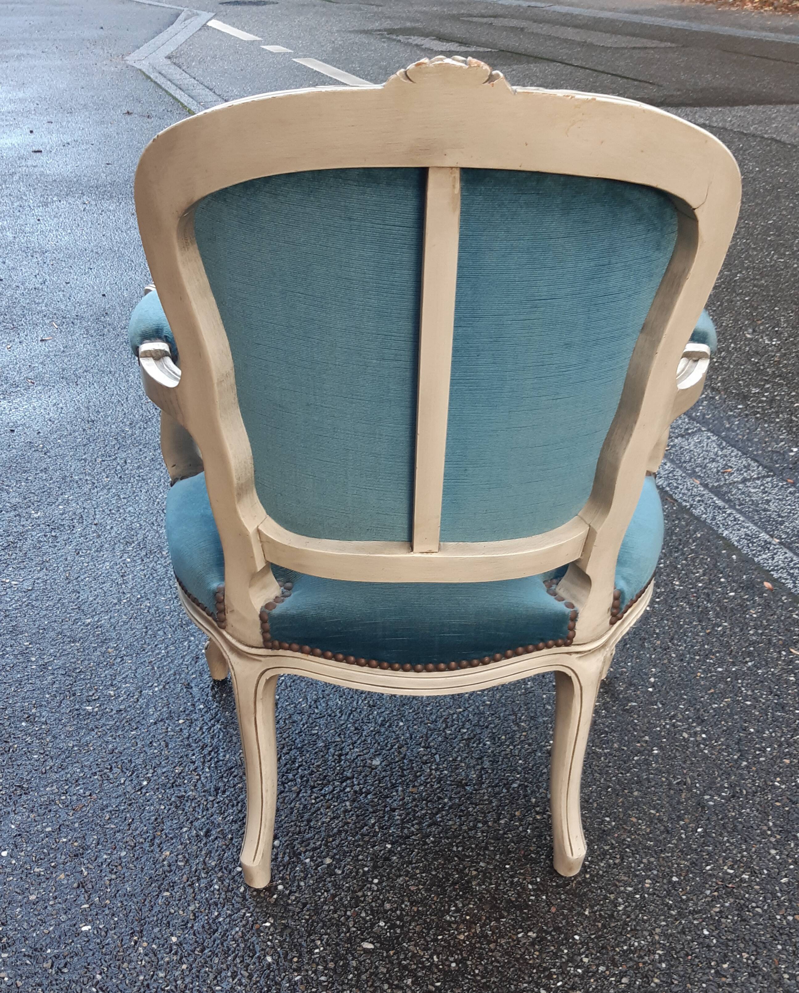 Louis XV duck blue armchair