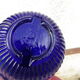 HARDEN fireplace fire extinguishing grenade in fluted blue glass, marked "Star". Rare decoration