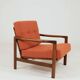 Vintage Armchair Orange Papaya Cushions, Poland, 1960