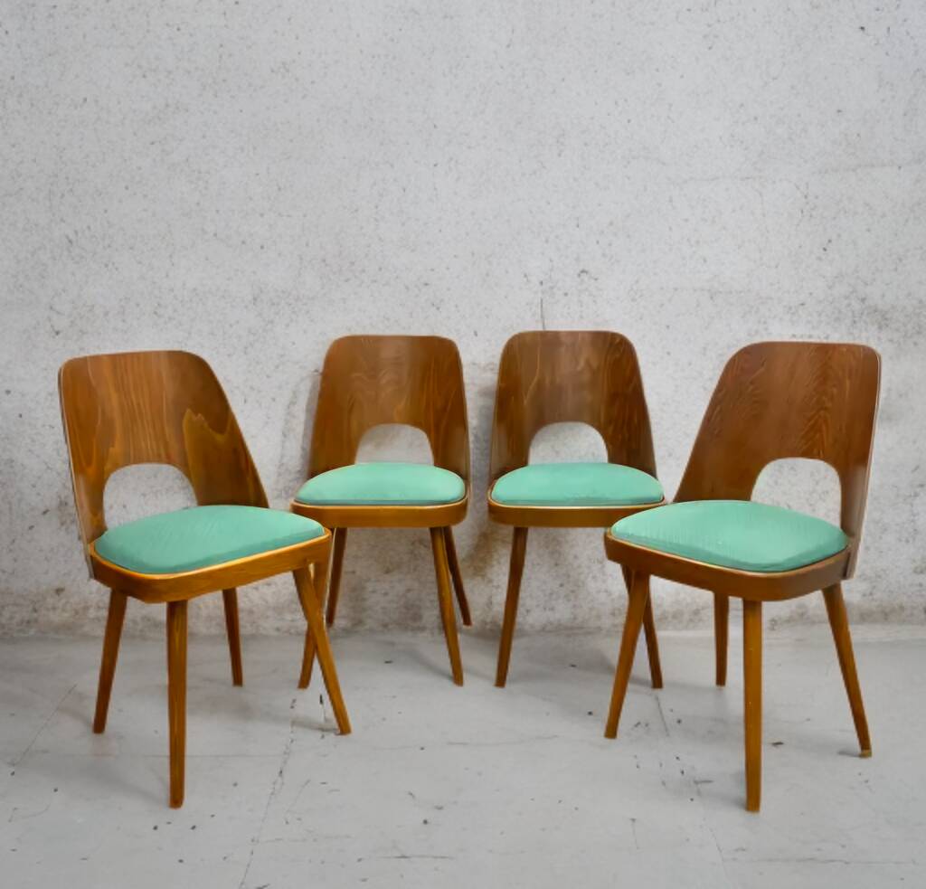 Set of 4 TON515 chairs by Oswald Haerdtl, Czech vintage 1960s