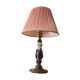 Lampe pied céramique et bronze, abat  jour plissé vieux rose 48x29  art deco