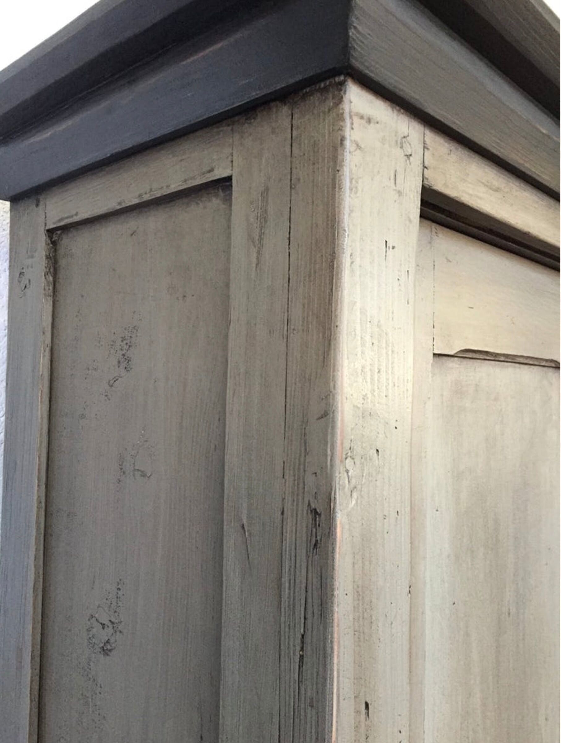 Old wooden cupboard massive sliding doors