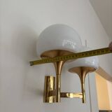 Golden metal wall light and opaline, 1970