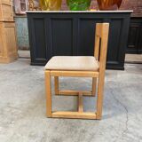 Suite of 6 chairs in solid oak 80s