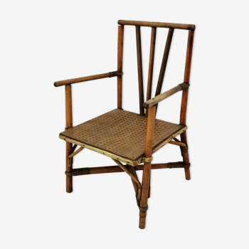 Wooden and rattan child armchair