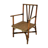 Wooden and rattan child armchair