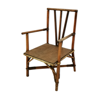 Wooden and rattan child armchair
