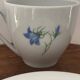 Superb cup and saucer with blue flowers, Limoges porcelain, monkey
