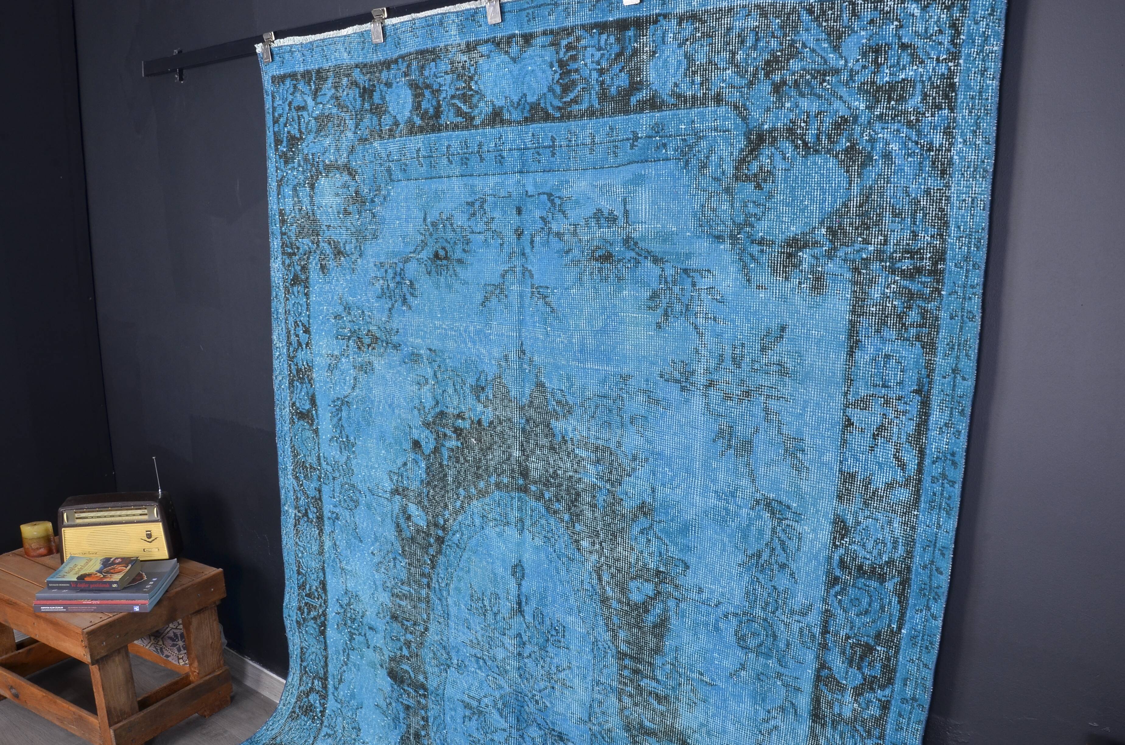 Blue Vintage Anatolian Floral Rug sku 2350